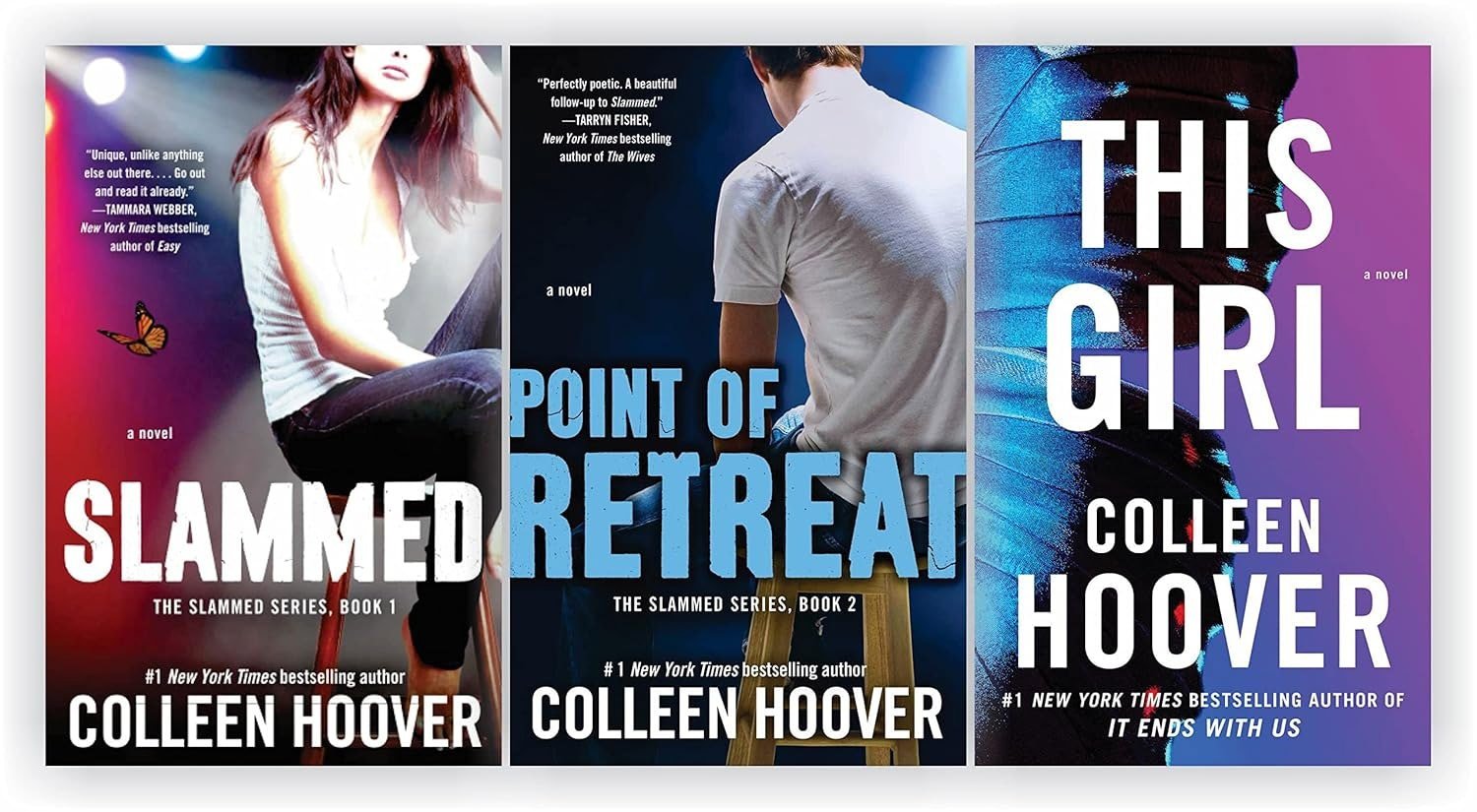 Colleen Hoover Slammed Series 3 Book Set Slammed, Point of Retreat, This Girl