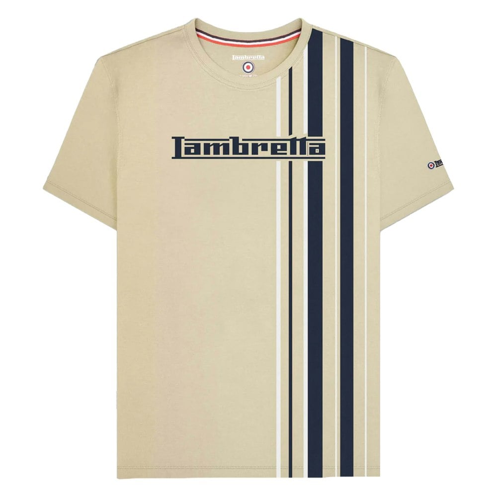 Lambretta Mens SS25 Racing Stripe T-Shirt - Wood Ash