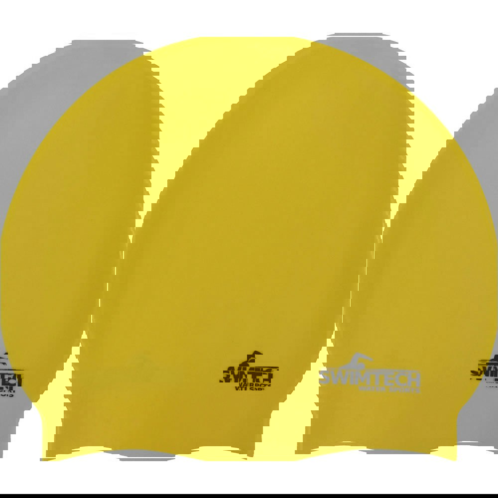 ONE SIZE Silicone Swim Cap - YELLOW - Comfort Fit Unisex Swimming Hair Hat