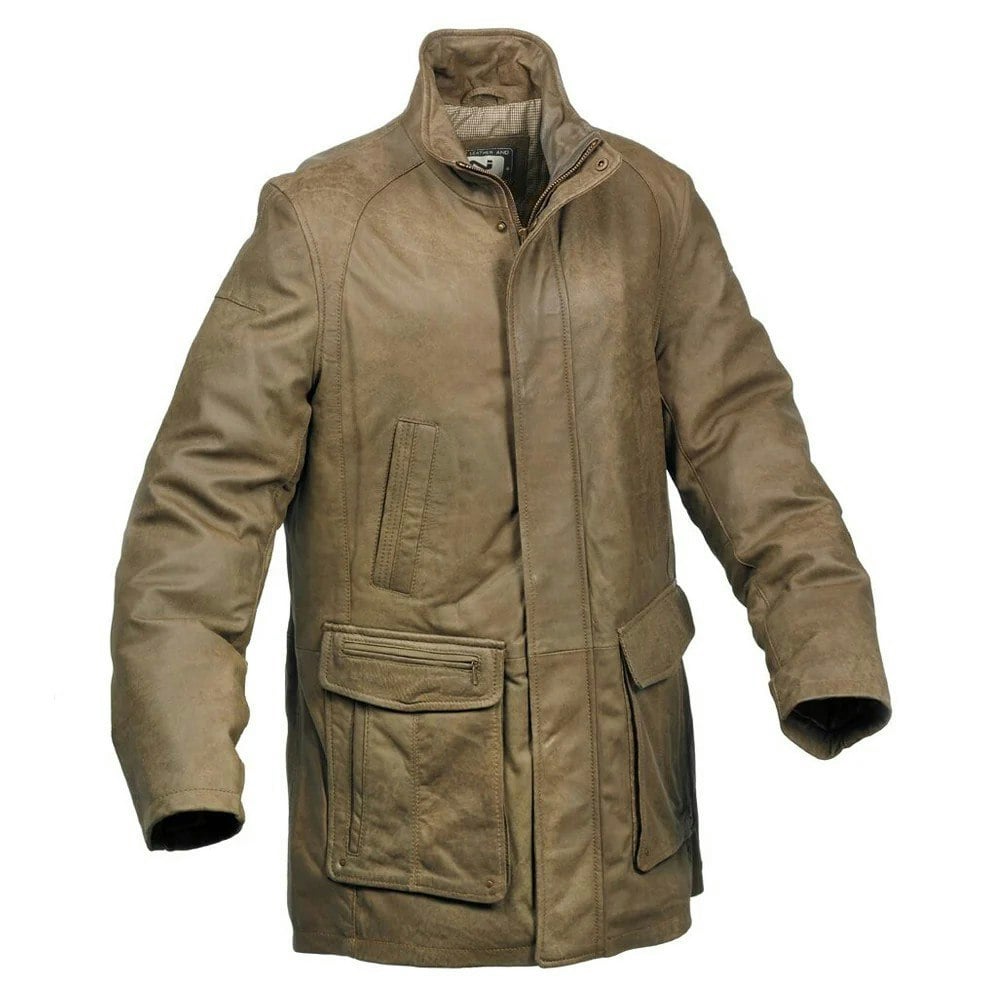 Eastern Counties Leather Mens Leather Mid Length Jacket - Khaki