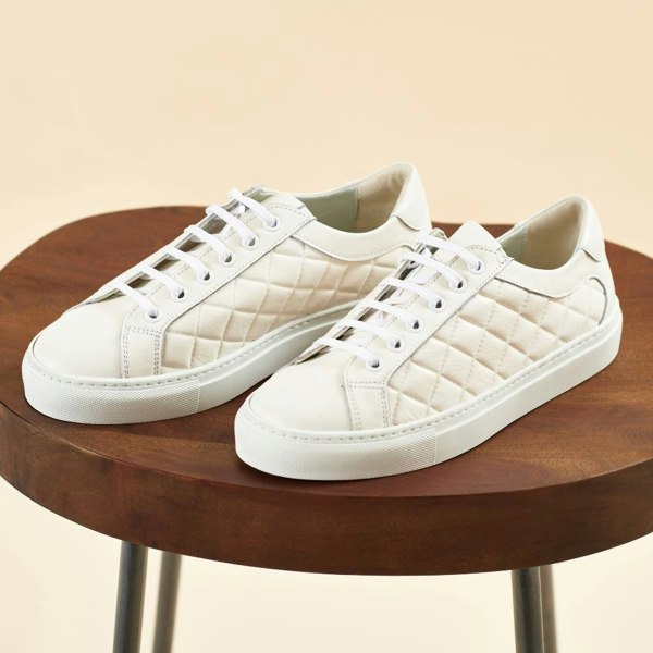 white quilted leather trainers for bunions