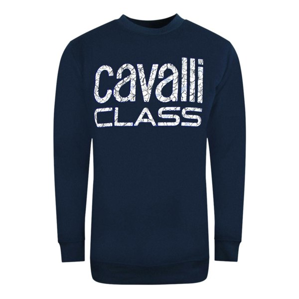 Cavalli Class Bold Floral Design Navy Blue Sweatshirt M