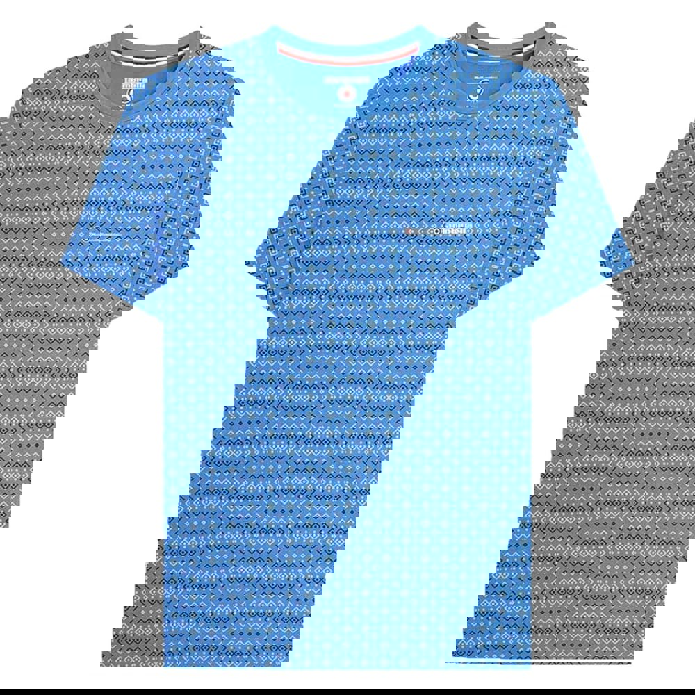 Lambretta Mens SS24 Geometric All-Over Print T-Shirt - Vallarta Blue