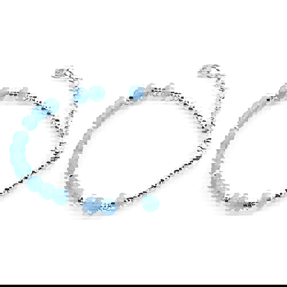 Anchor & Crew Blue Agate Sienna Silver and Stone Bracelet