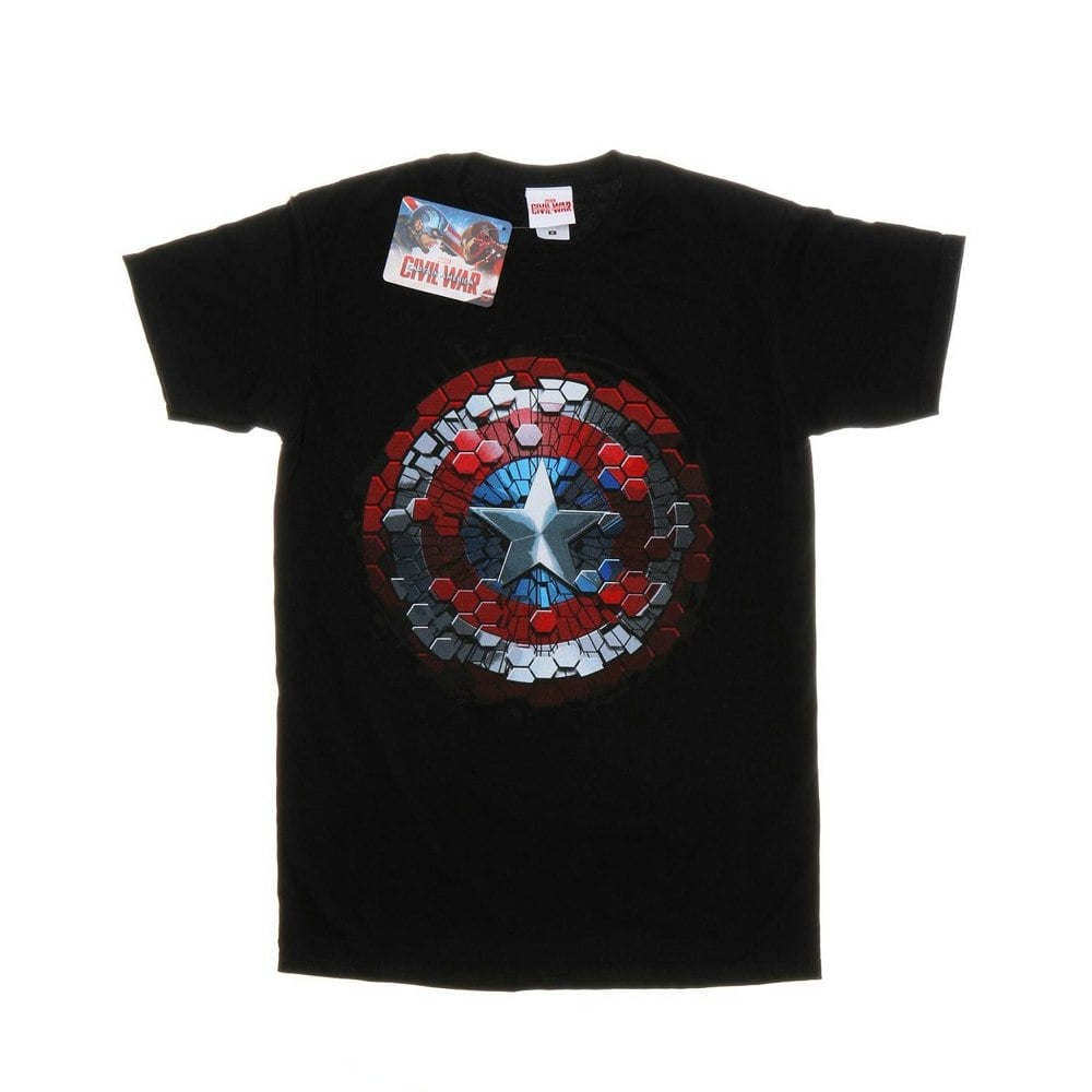 Marvel Mens Captain America Civil War Hex Shield T-Shirt - Black
