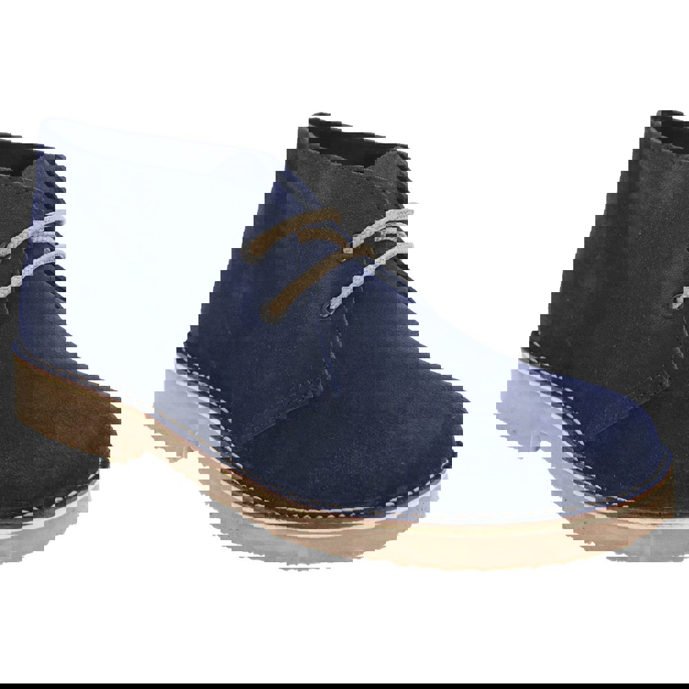 Roamers Men's Real Suede Round Toe Unlined Desert Boots - Navy