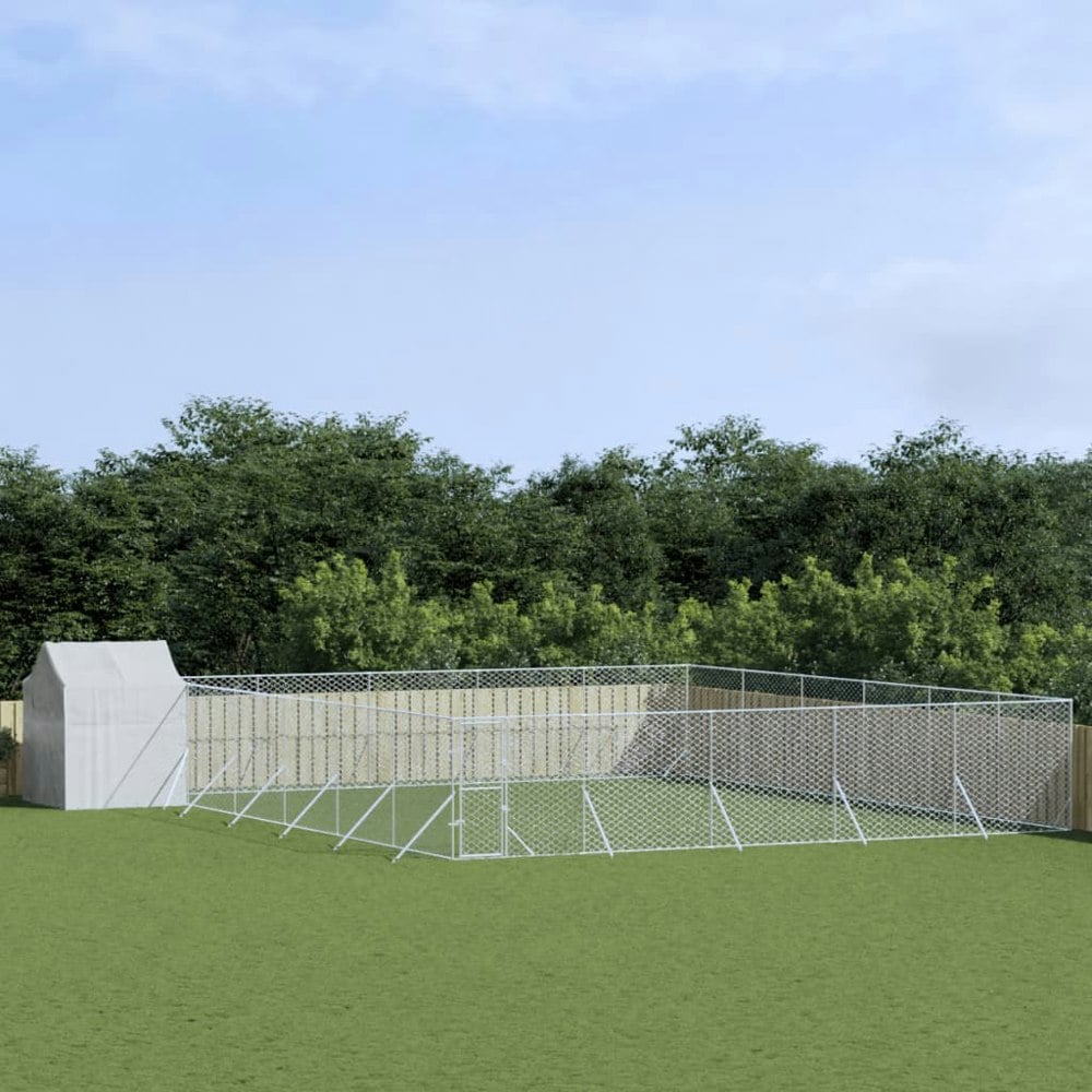 Berkfield Outdoor Dog Kennel with Roof Silver 12x12x2.5 m Galvanised Steel