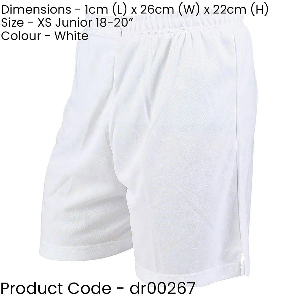 XS - WHITE Junior Soft Touch Elasticated Training Shorts Bottoms - Football Gym