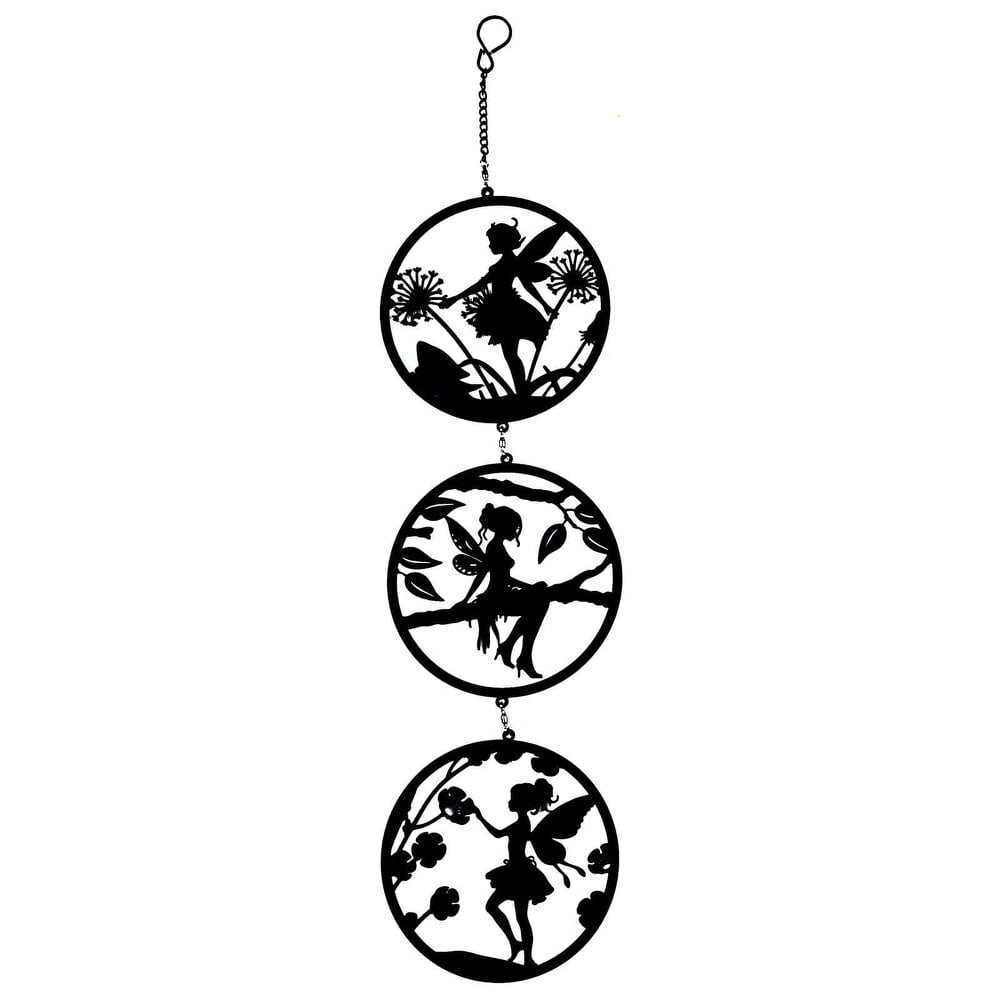 EDH Door Hardware Black Fairy Silhouette Spinner Trio for Garden Décor
