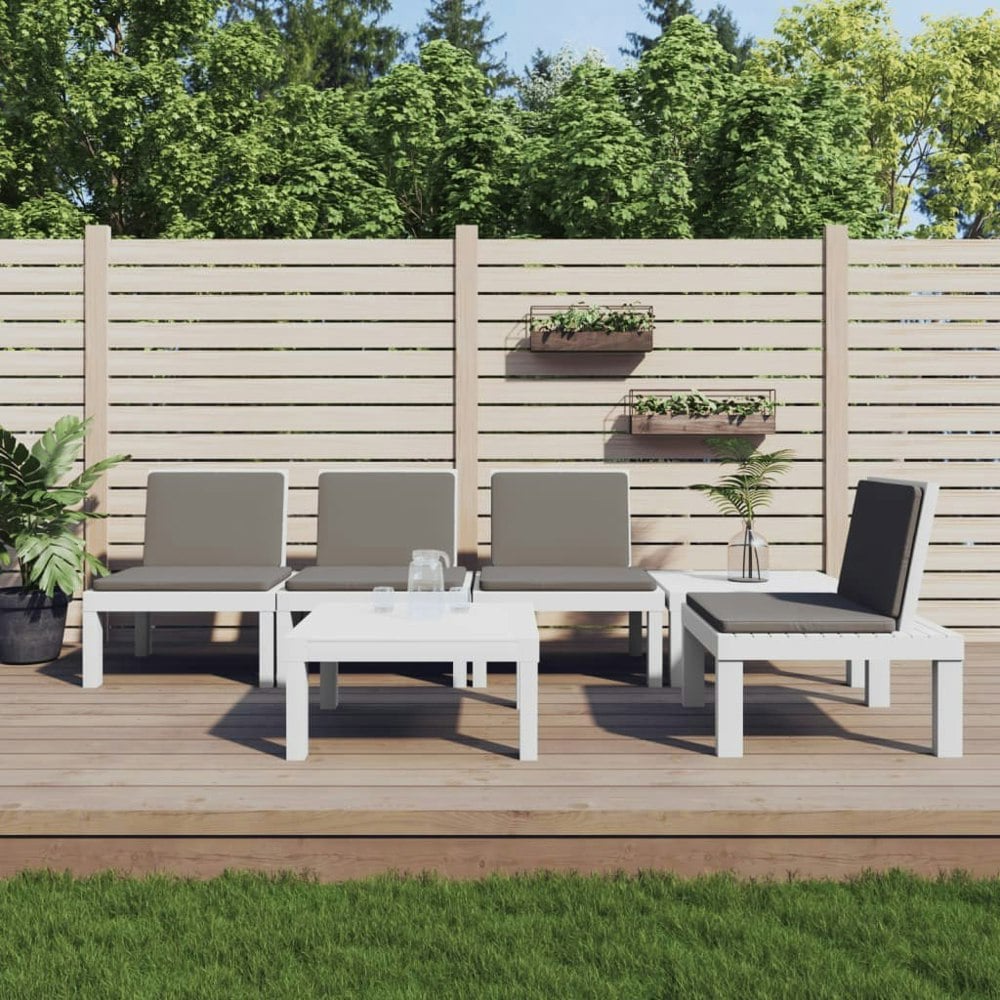Berkfield 6 Piece Garden Lounge Set with Cushions White PP