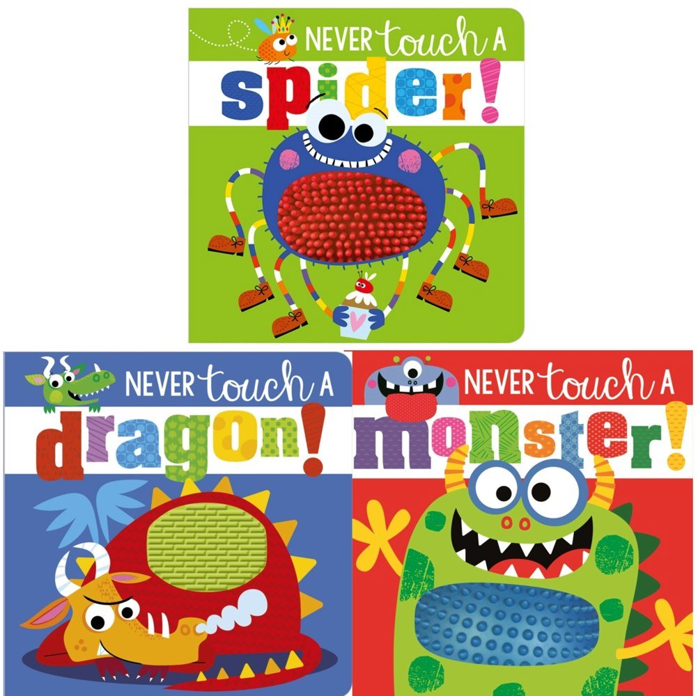 Never Touch and Feel Series 3 Books Collection Set - Never Touch a Spider, Never Touch a Monster, Never Touch a Dragon