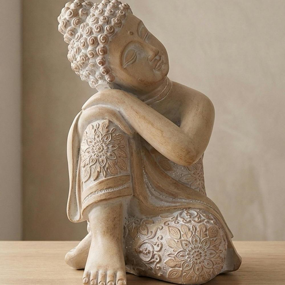 Garden Greatness Carved Sitting Buddha Figurine Ornament