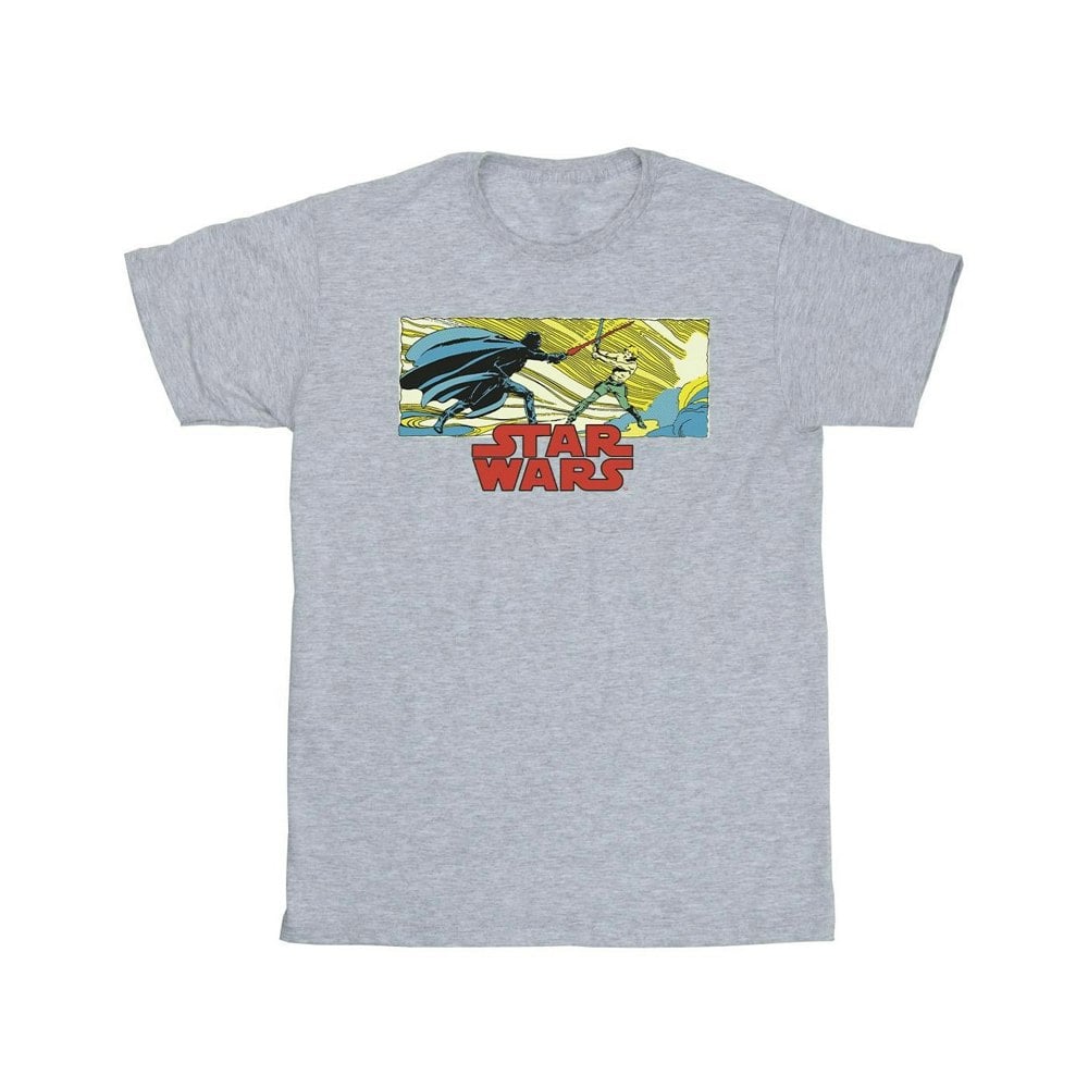 Star Wars Mens Comic Strip Luke And Vader T-Shirt - Sports Grey