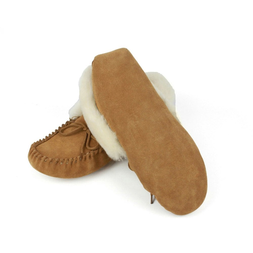 Eastern Counties Leather Women's Sophie Sheepskin Moccasin Slippers - Chestnut