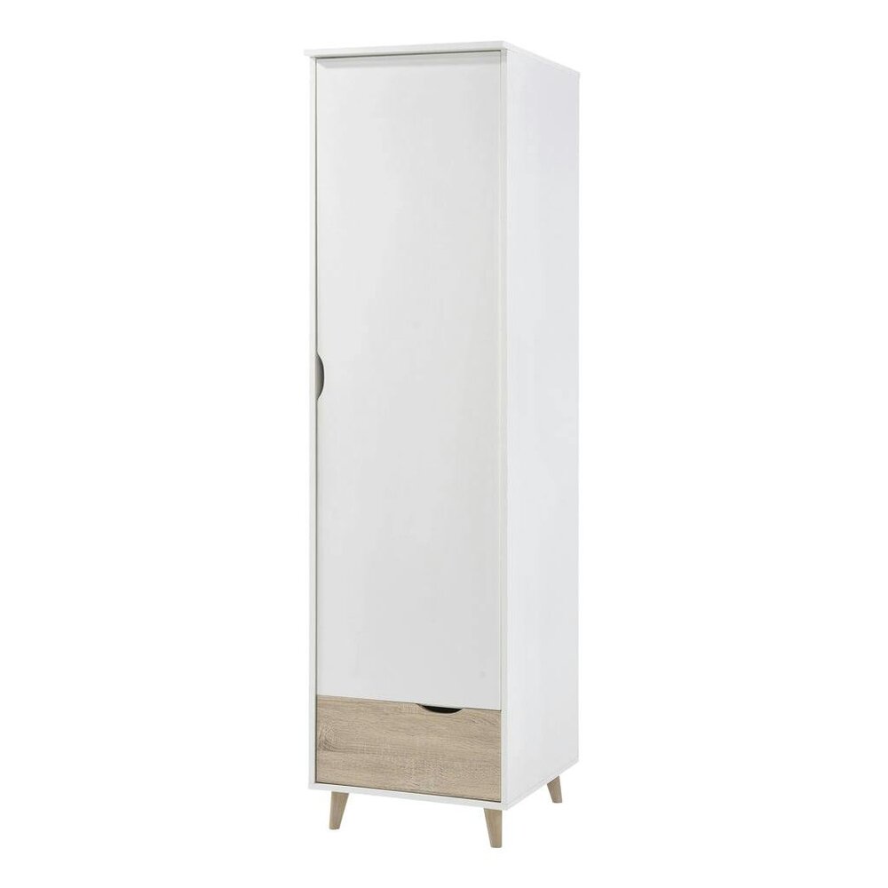 Wyld Haus Skerries 1 Door Wardrobe White and Natural Oak Wood
