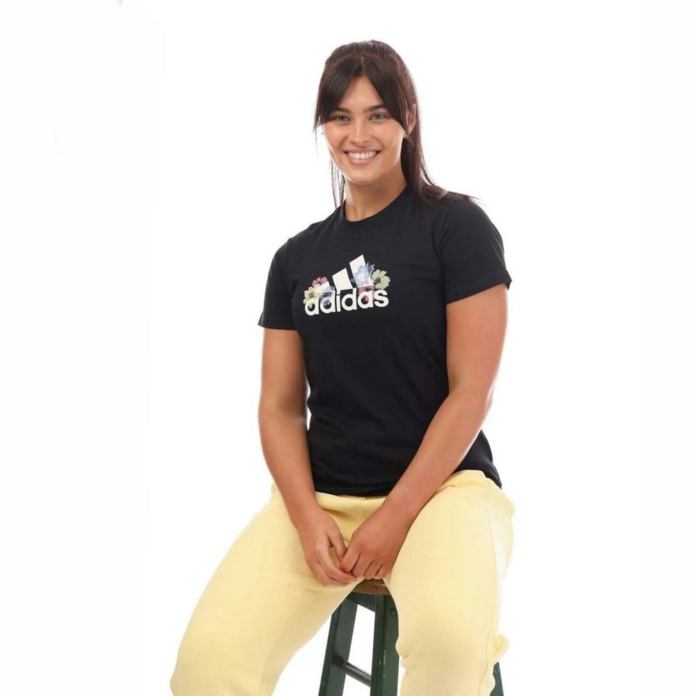 Adidas Womens Floral T-Shirt - Black