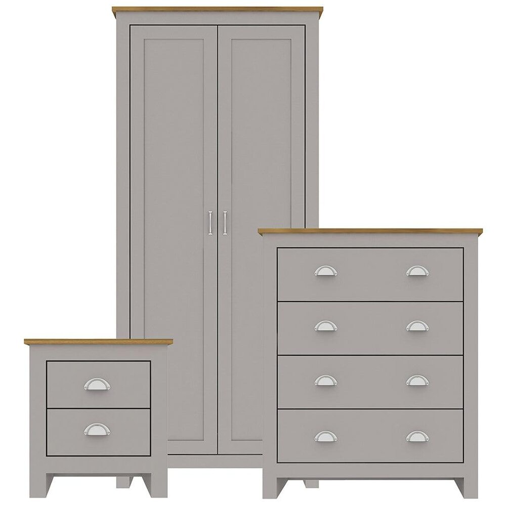 Wyld Haus Ballette Soft Grey Oak Wood Bedroom Furniture Set