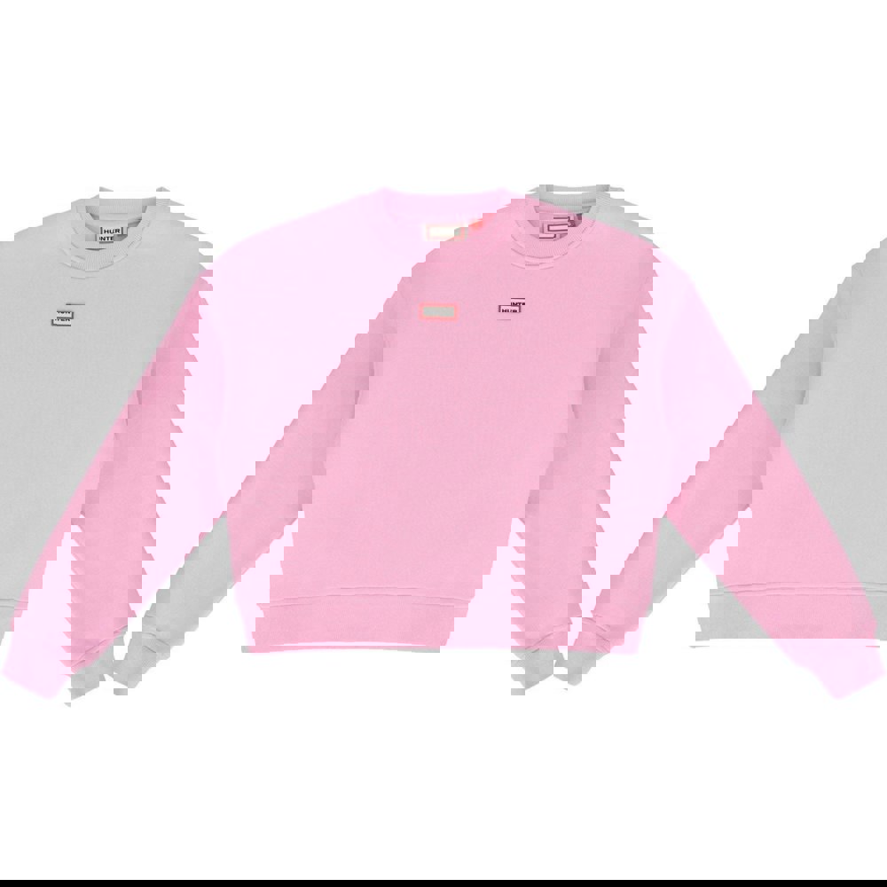 Hunter Tina Logo Cropped Crew Cotton Women's Pink Sweatshirt