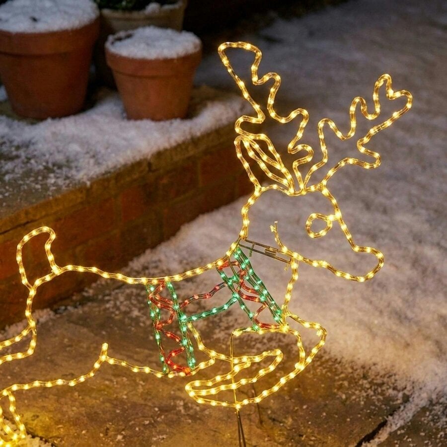 Garden Greatness 1.1m Twinkling Prancing Reindeer Garden Light