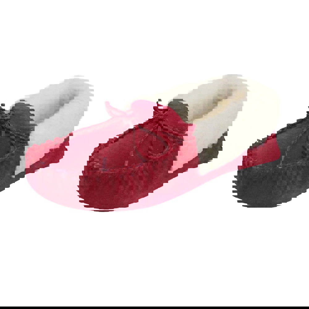 Eastern Counties Leather Women's Soft Sole Wool Lined Moccasins - Crimson