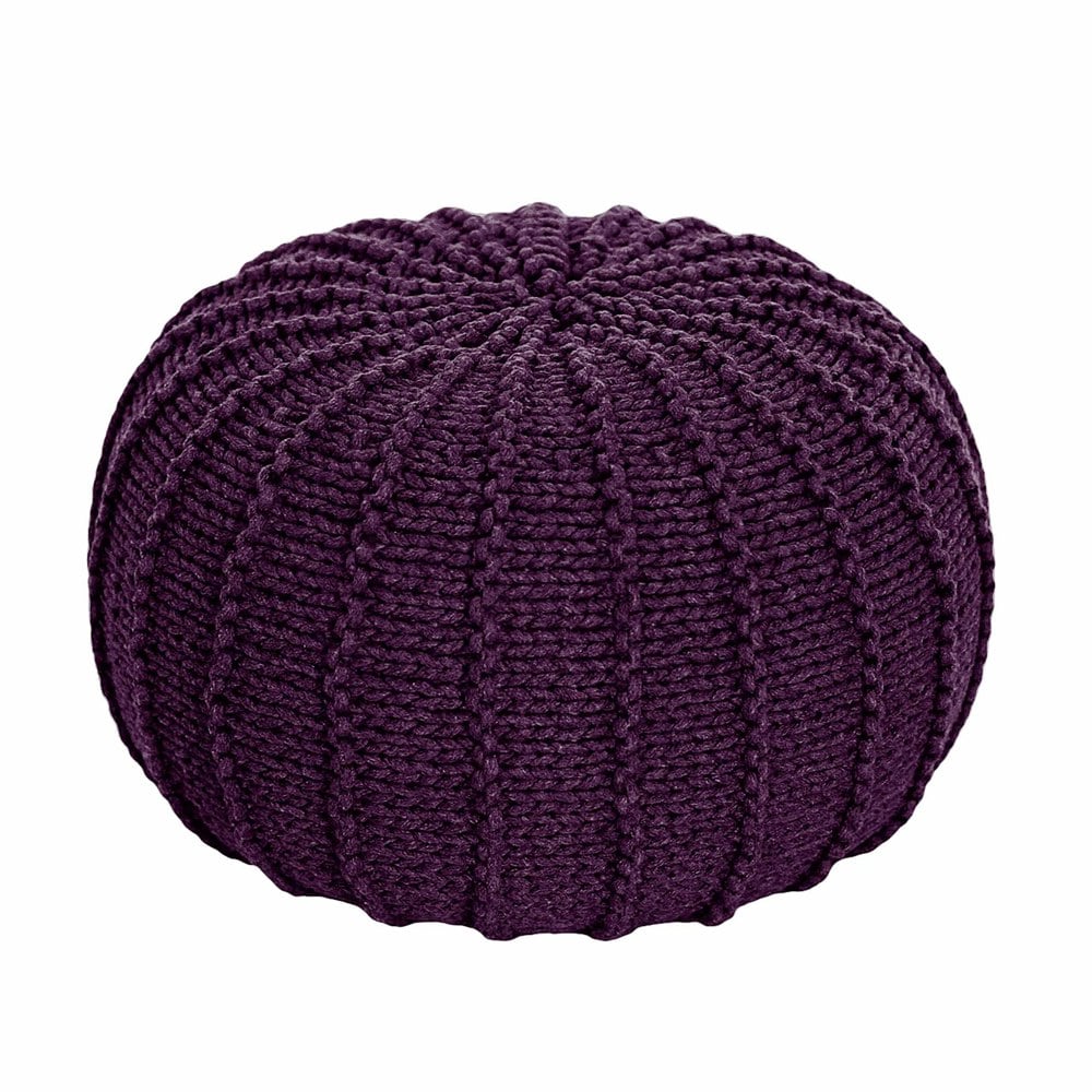 Zuri House Knitted pouffe, Small | AUBERGINE
