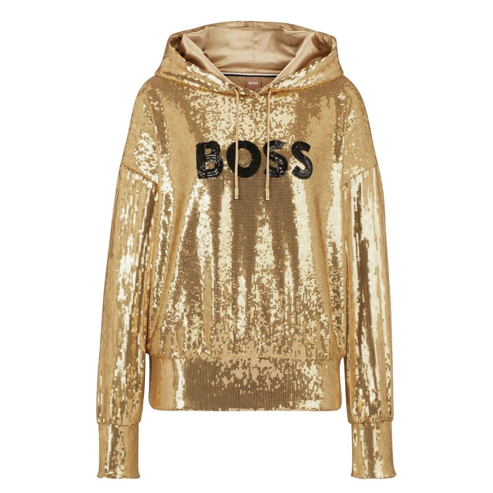 Boss Womens/Ladies Esoca Sequin Hoodie - Gold