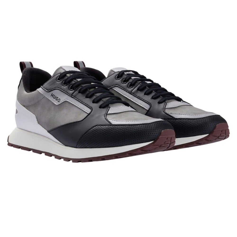 Hugo Unisex Adult Icelin Leather Running Trainers - Grey