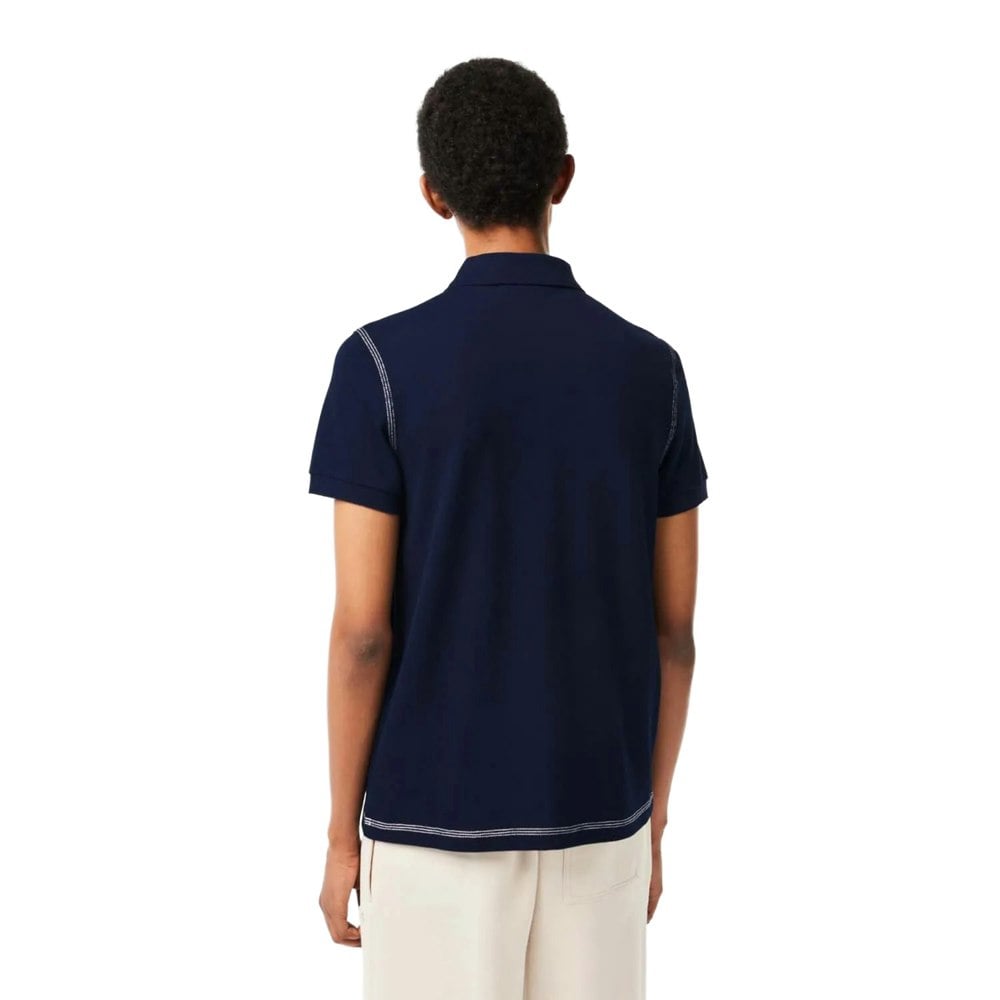 Lacoste Mens Printed Organic Cotton Polo Shirt - Blue