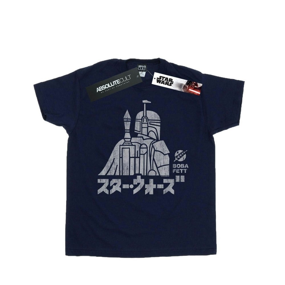 Star Wars Mens Kanji Boba Fett T-Shirt - Navy Blue