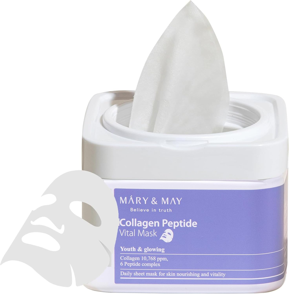 Mary&May Mary & May Collagen Peptide Vital Face Sheet Mask Pack of 30