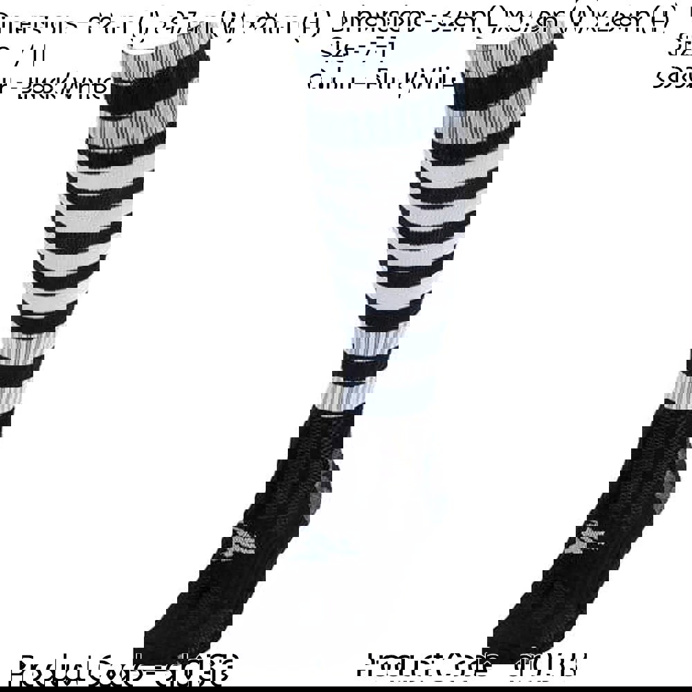 ADULT Size 7-11 Hooped Stripe Football Socks - BLACK/WHITE - Contoured Ankle