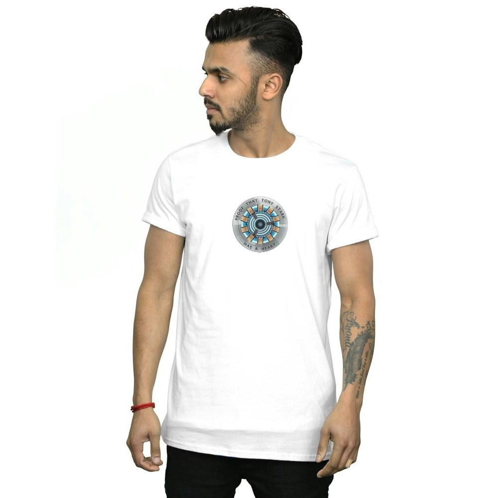 Marvel Mens Avengers Endgame Tony Stark Heart T-Shirt - White