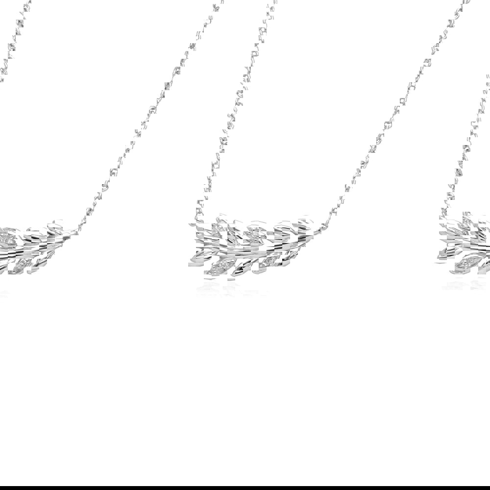 162N0035019 O Leaf Diamond Necklace in 9ct White Gold 1