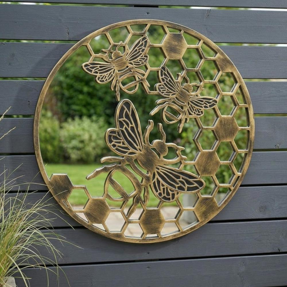 Garden Greatness Large Honeycomb Bee Garden Mirror