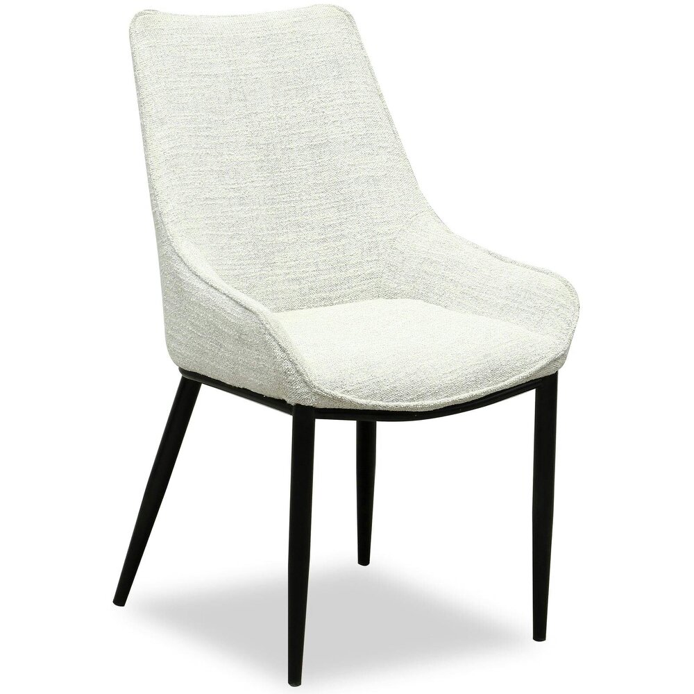 Wyld Haus Antraigues White Fabric Dining Chair with Black Metal Legs