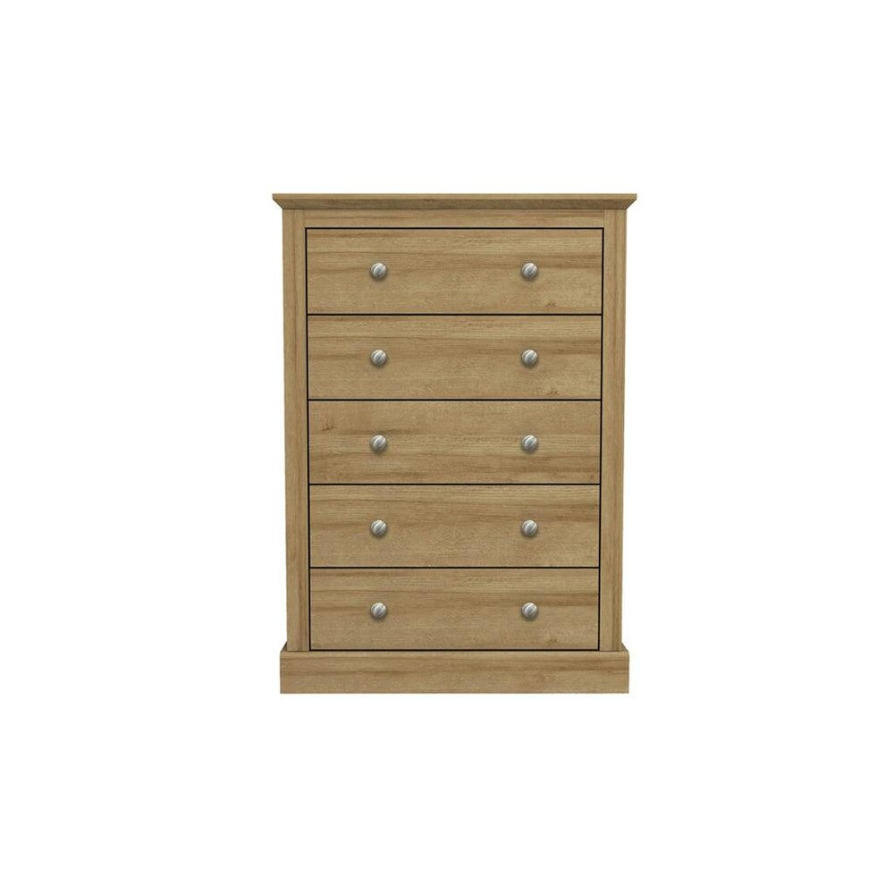 Wyld Haus Ardee Natural Oak Wooden 5 Drawer Storage Chest