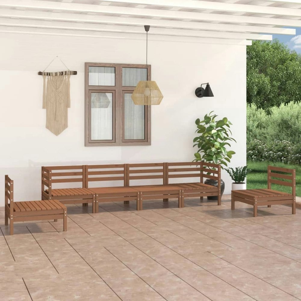 Berkfield 6 Piece Garden Lounge Set Honey Brown Solid Pinewood