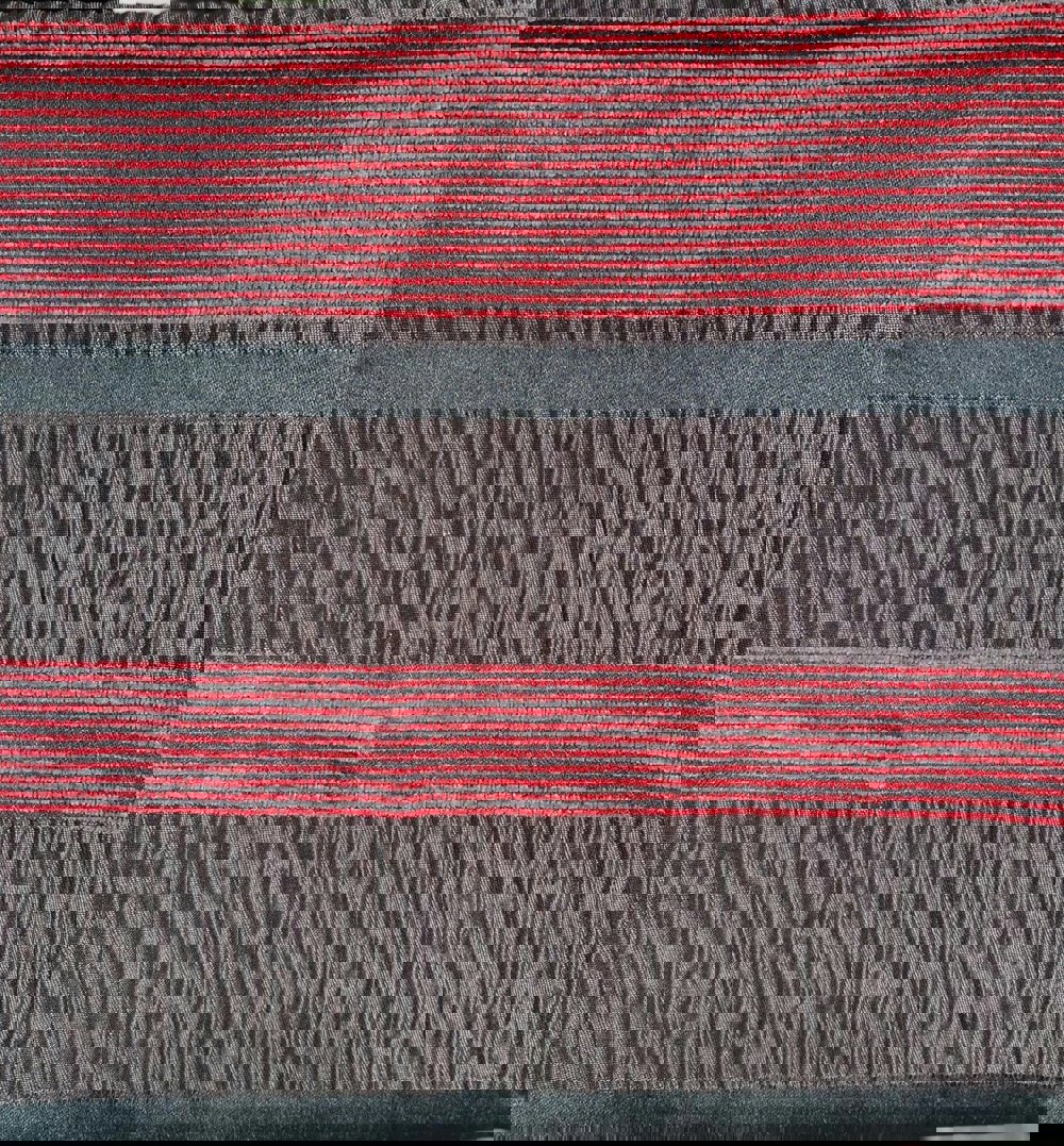 HomeSpace Direct Striped Chenille Eyelet Curtains Red