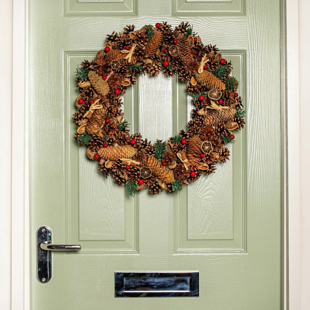 Samuel Alexander 50cm Winter Spice Hanging Christmas Wreath with Pine Cones Red Berries & Dried Fruit