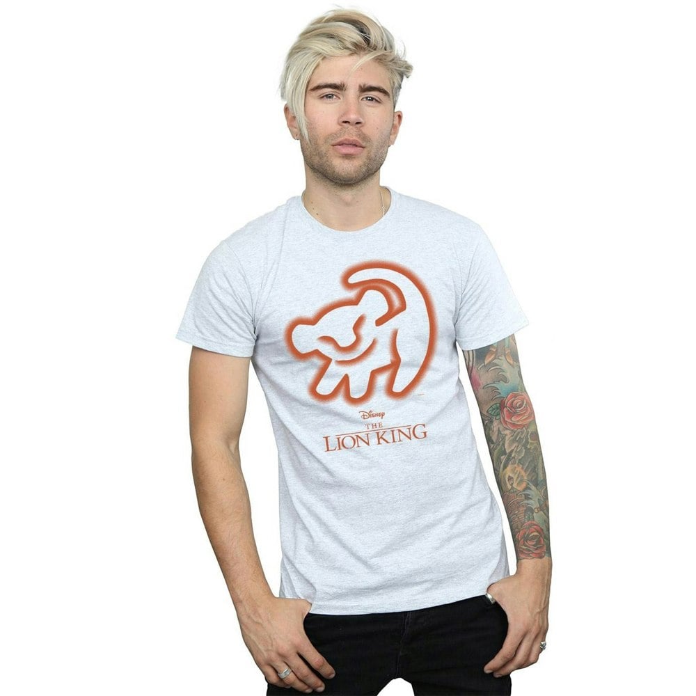 Disney Mens The Lion King Cave Drawing T-Shirt - Sports Grey