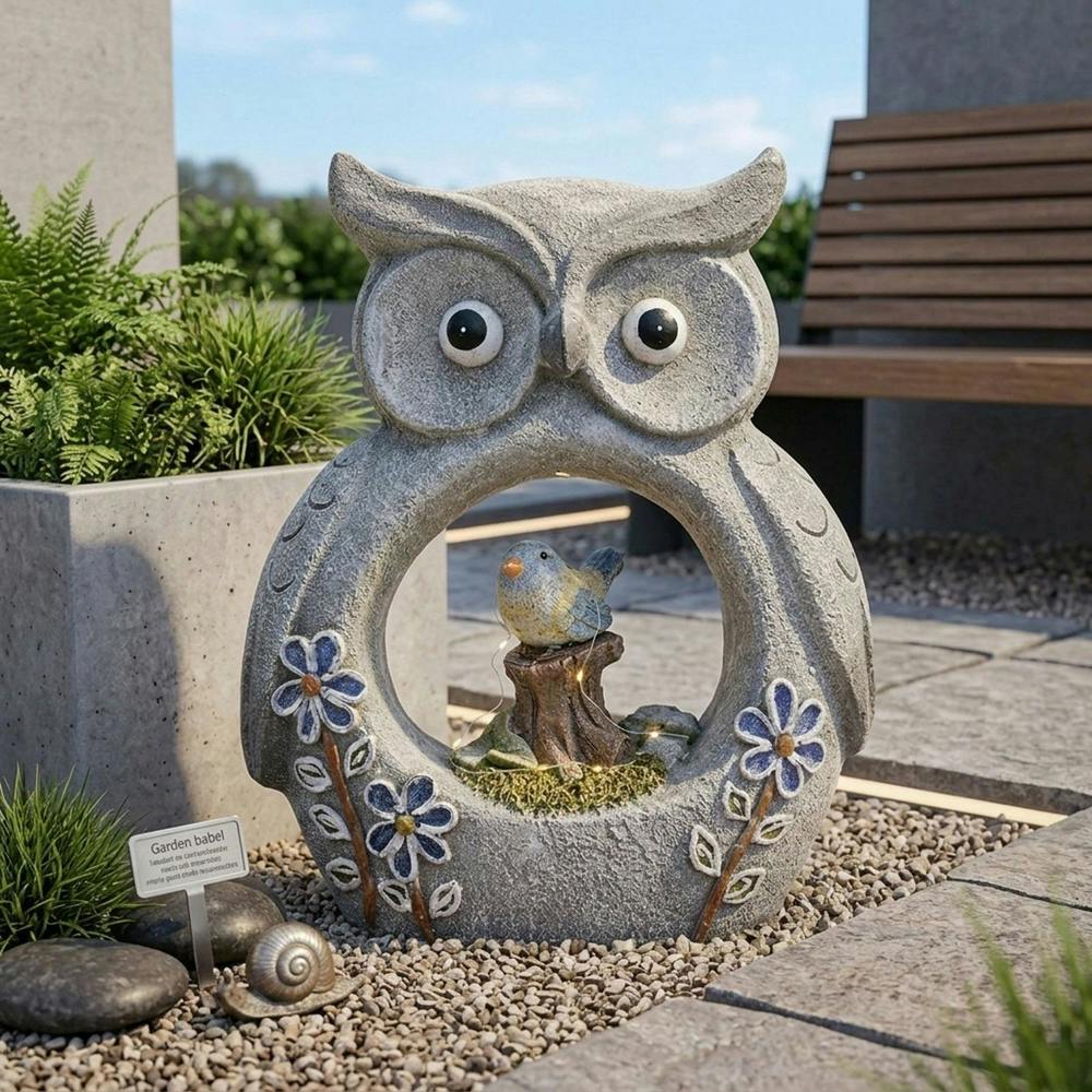 Garden Greatness Lunaria Owl Solar Garden Ornament
