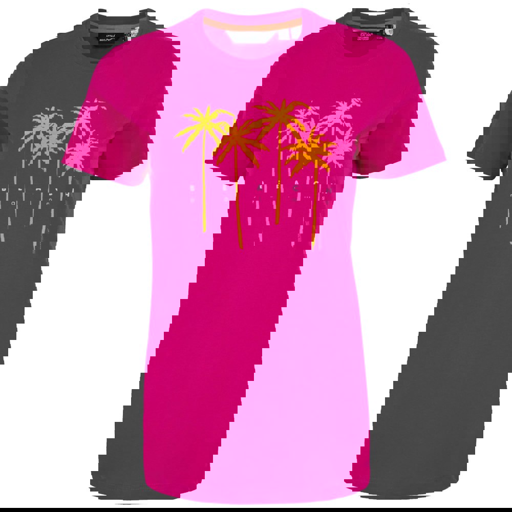 Regatta Womens/Ladies Filandra VX Palm Tree T-Shirt - Pink Fusion