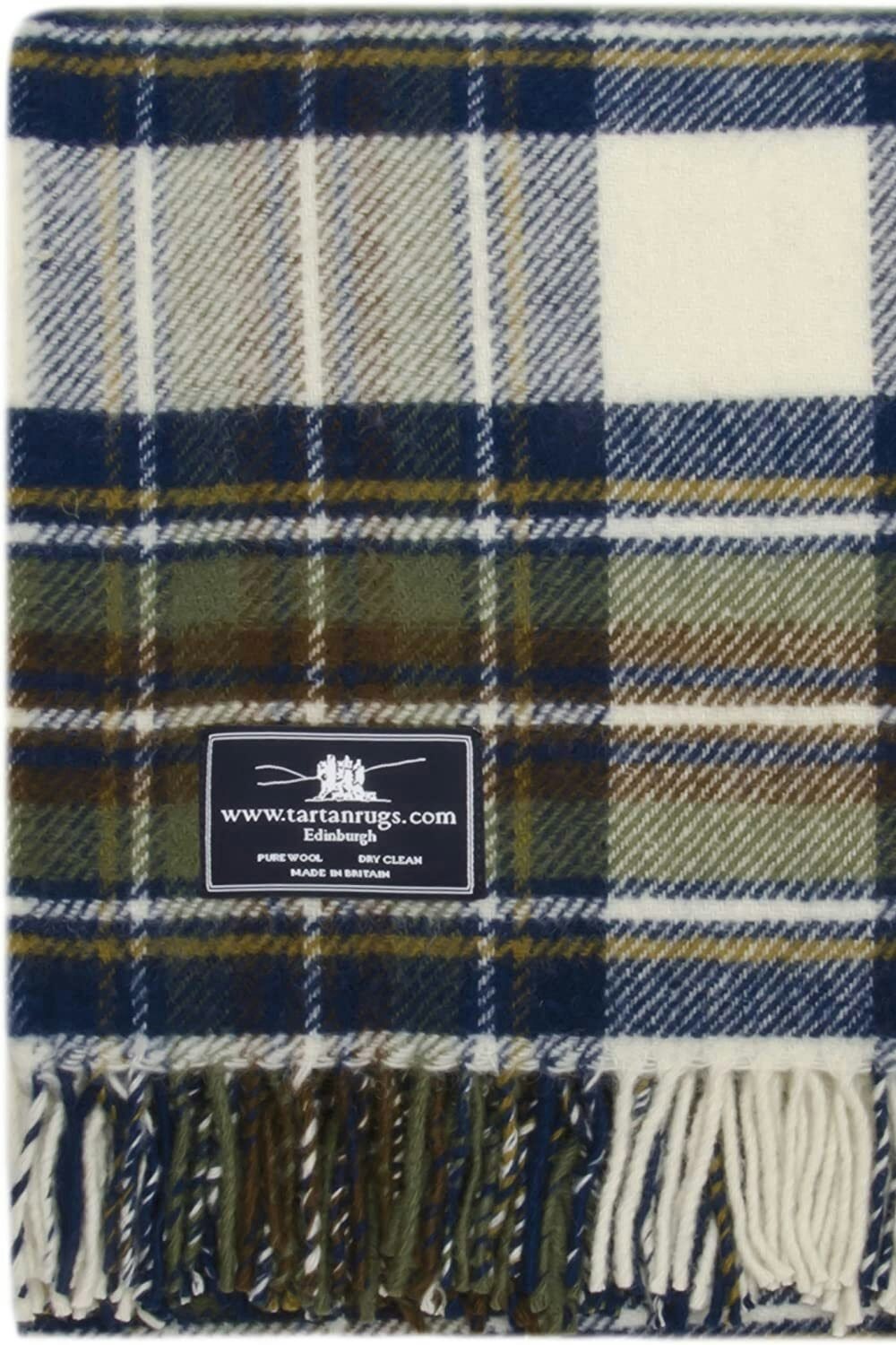 HomeSpace Direct Jura Tartan Muted Blue Wool Throw