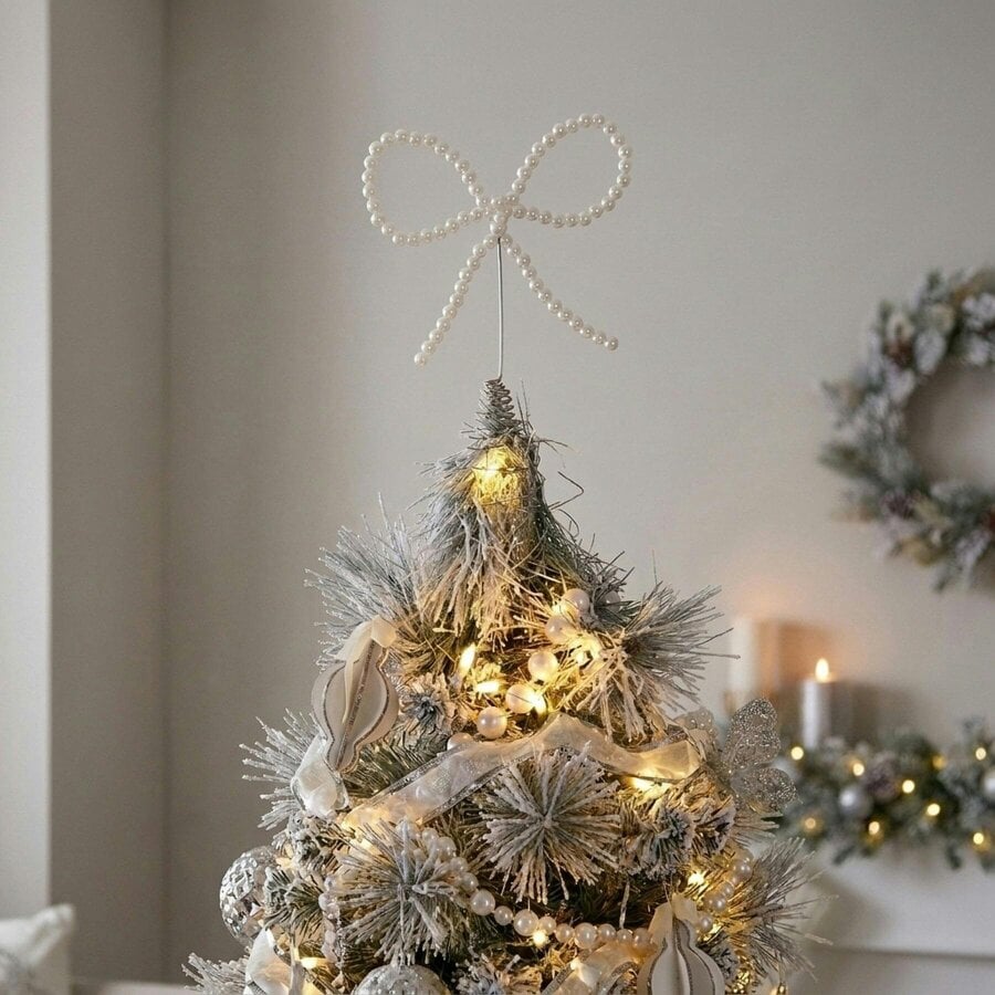 Garden Greatness Pearl Bow Christmas Tree Topper