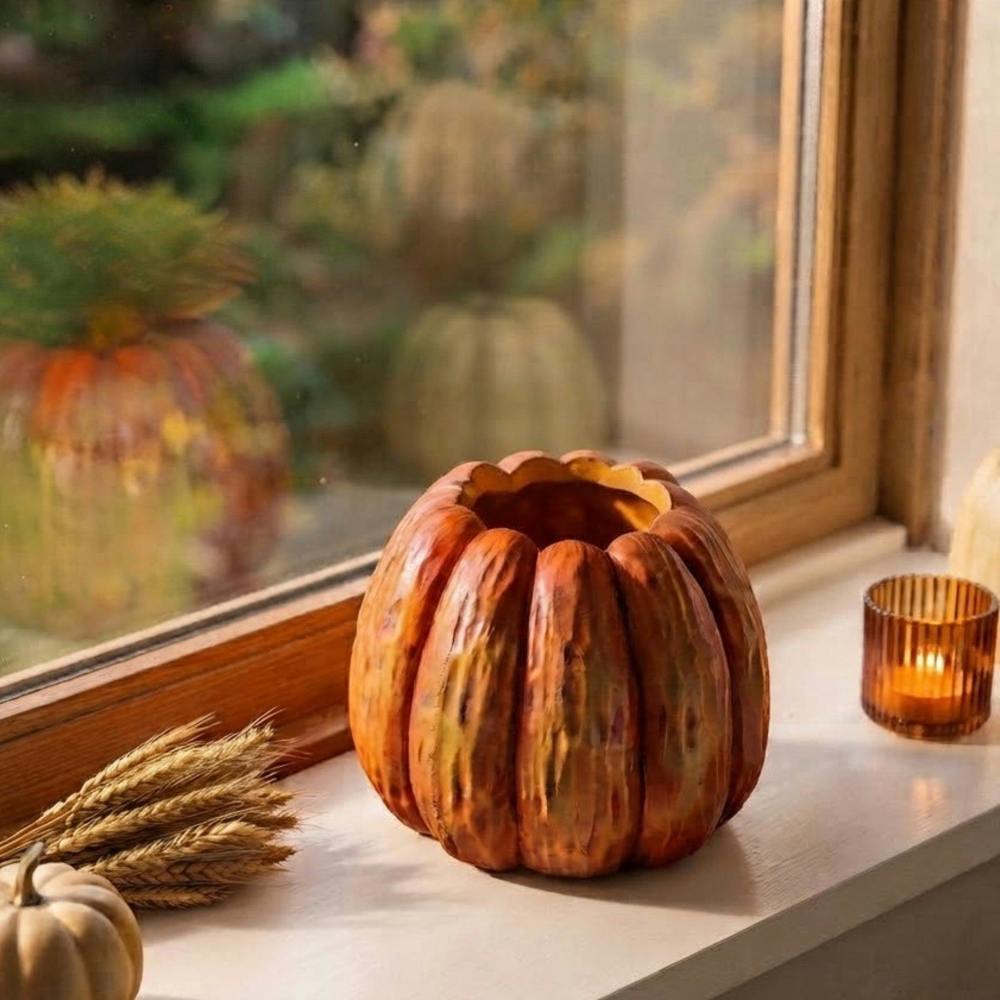 Garden Greatness Autumnal Ceramic Pumpkin Planter Pot