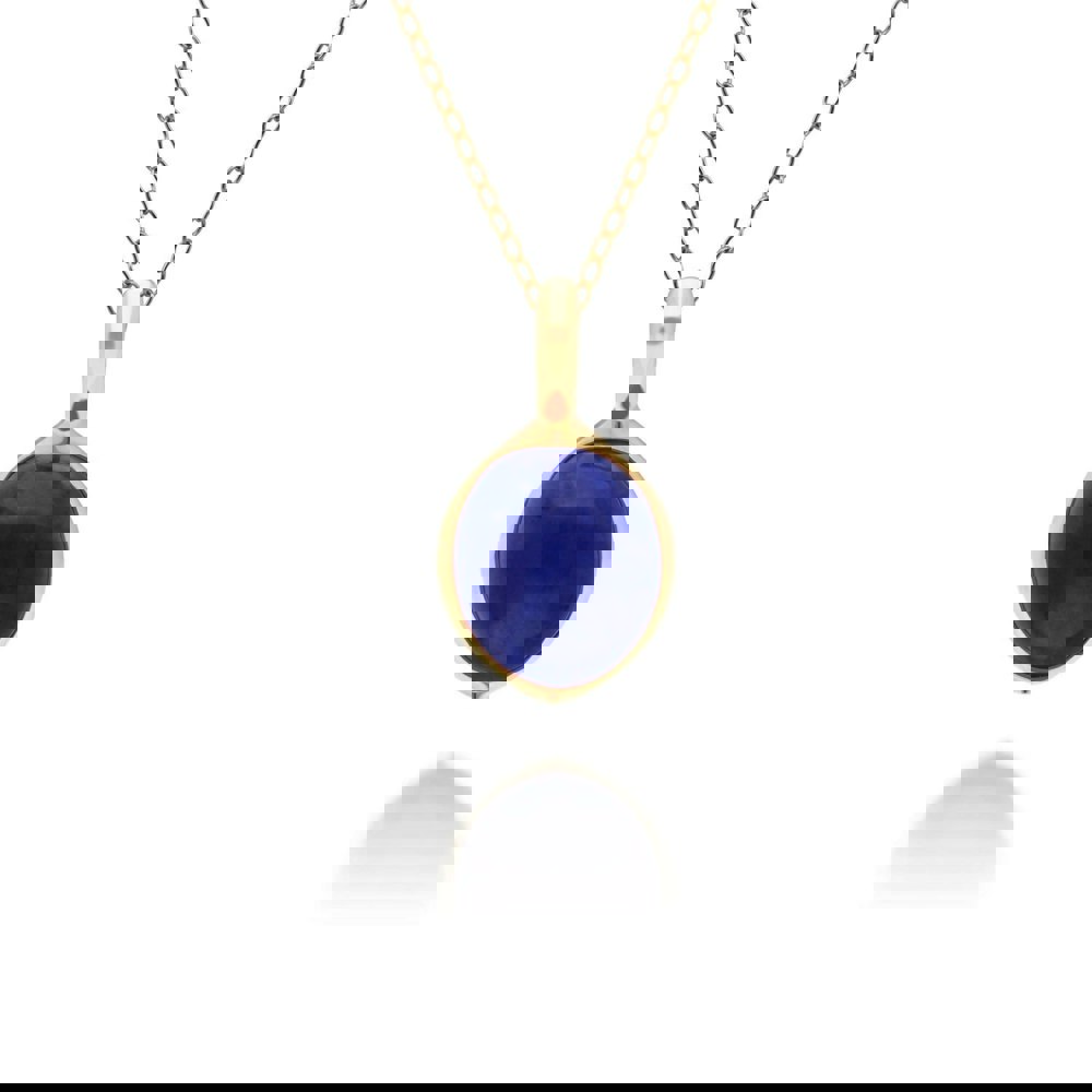 270P029203925 Irregular B Gem Lapis Lazuli Pendant in Gold Plated Silver 1