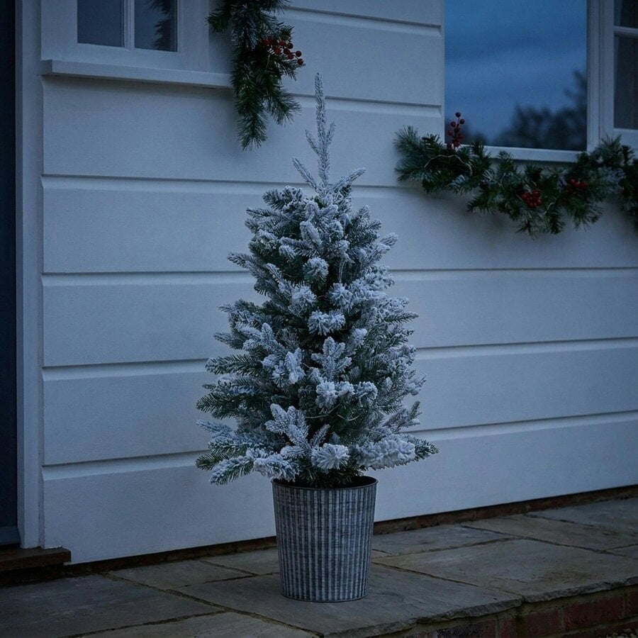 Garden Greatness 3ft Heritage Fir Frosted Pre-Lit Potted Christmas Tree