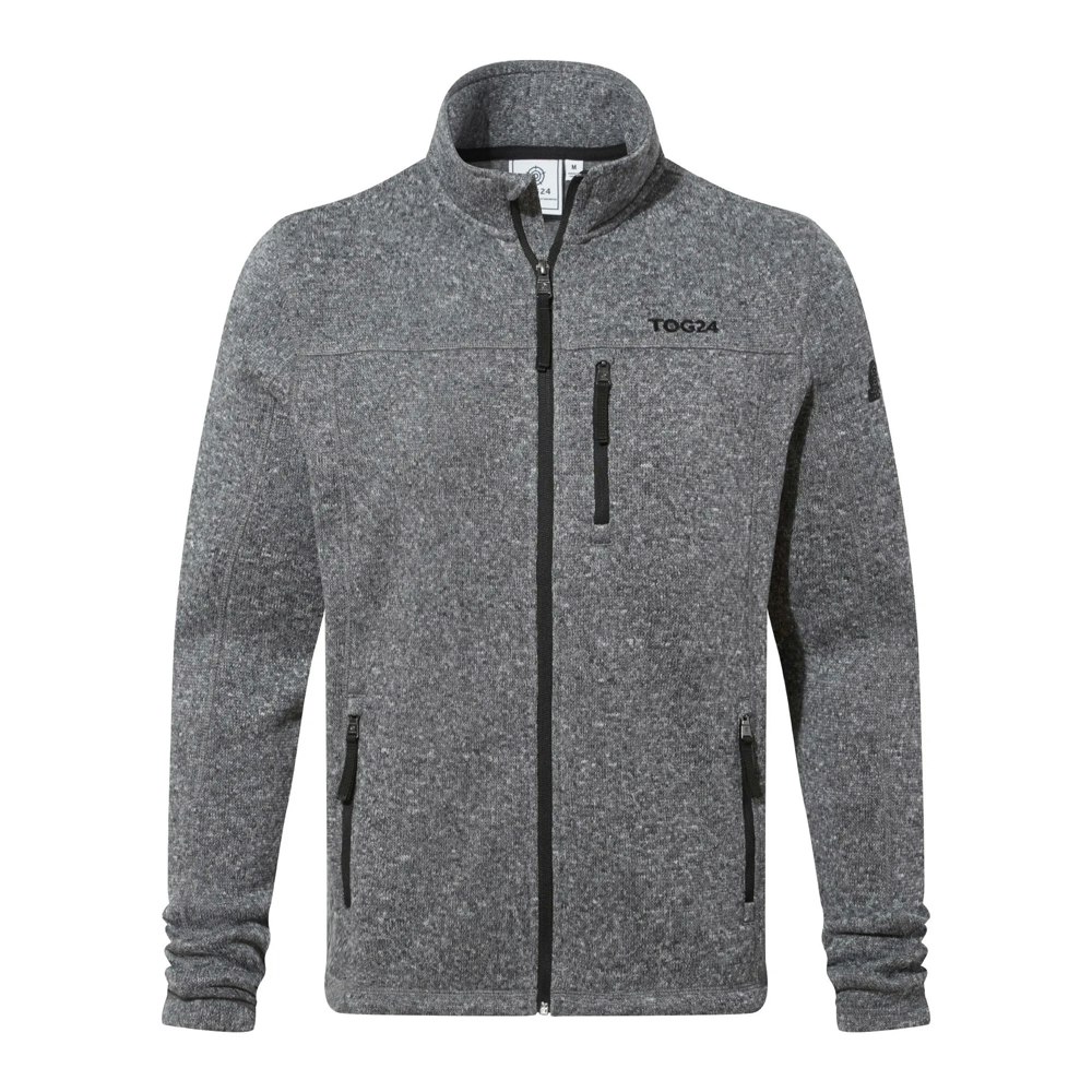 Tog24 Men's Dark/Grey Cresswell Marl Knitlook Fleece Jacket - Dark Grey - Dark Grey - 4XL