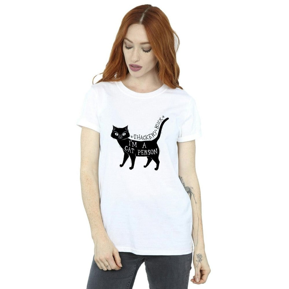 Disney Womens/Ladies Hocus Pocus A Cat Person Cotton Boyfriend T-Shirt - White