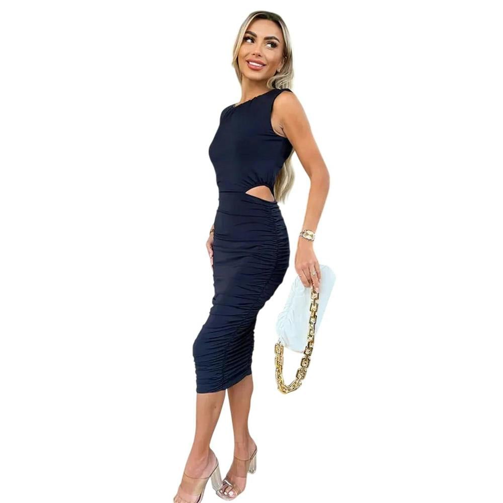 AX Paris Womens Cut Out Polyester Cut-Out Waist Party Bodycon Dress - Navy